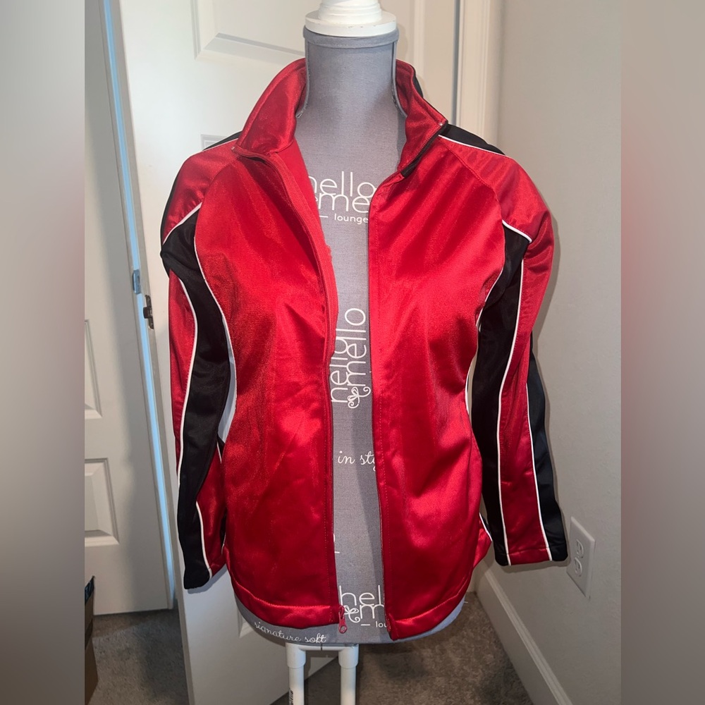Elegant Red and Black Women's Bomber Jacket